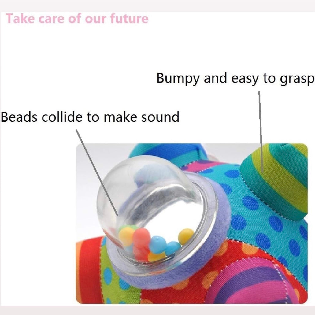 Colorful Musical Rattle with Soft Fabric and Beads That Make Sounds When Shaken for Tiny Explorers Aged 3+ Months