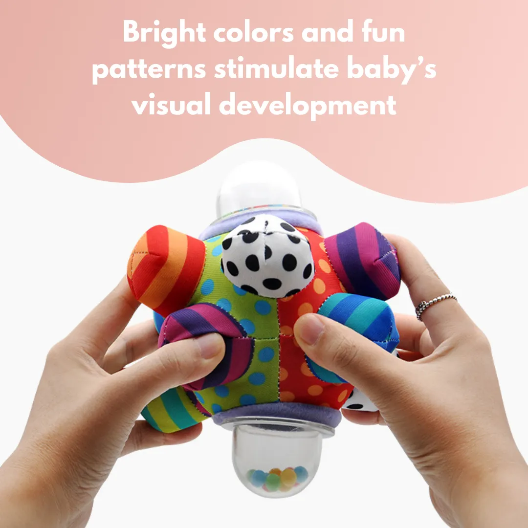 Colorful Musical Rattle with Soft Fabric and Beads That Make Sounds When Shaken for Tiny Explorers Aged 3+ Months