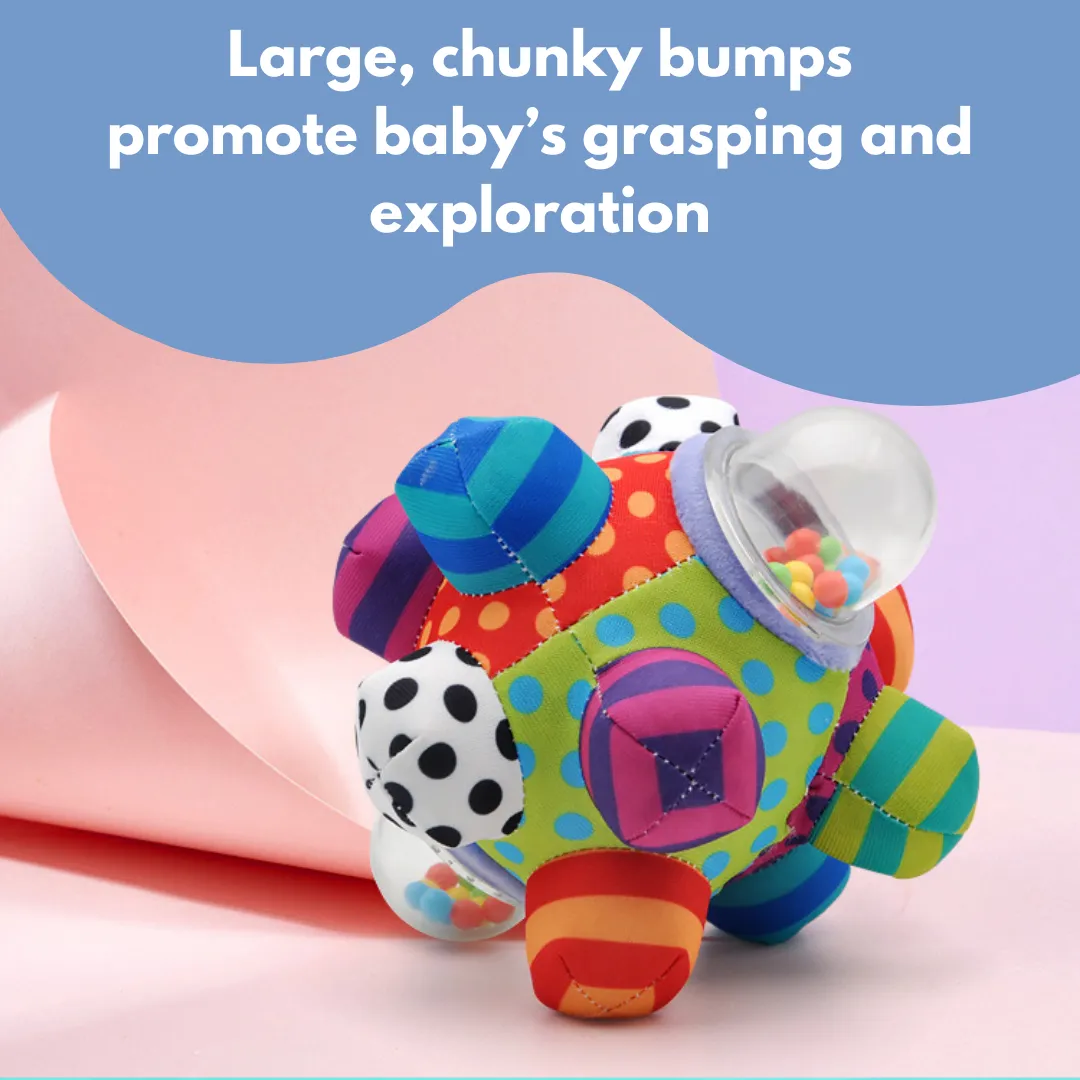 Colorful Musical Rattle with Soft Fabric and Beads That Make Sounds When Shaken for Tiny Explorers Aged 3+ Months
