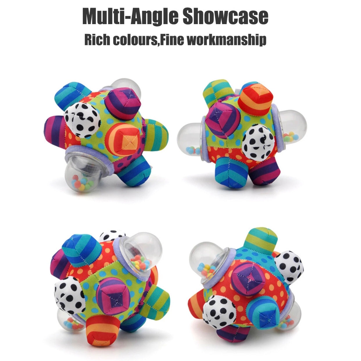 Colorful Musical Rattle with Soft Fabric and Beads That Make Sounds When Shaken for Tiny Explorers Aged 3+ Months