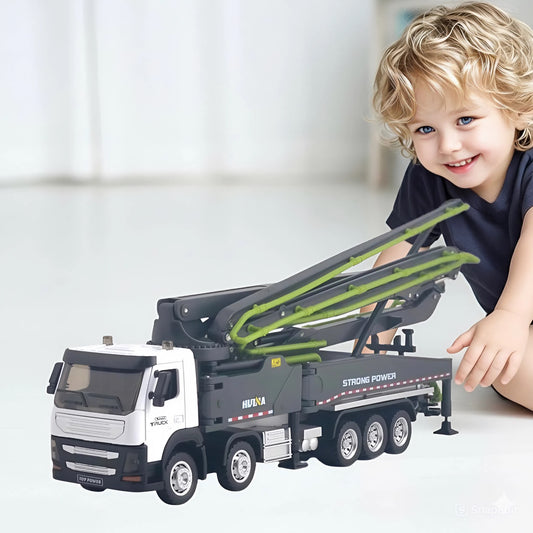 Concrete Pump Truck Toy with 1:50 Accurate Scale Model, Flexible Joint Structure, Safe for Ages 3+