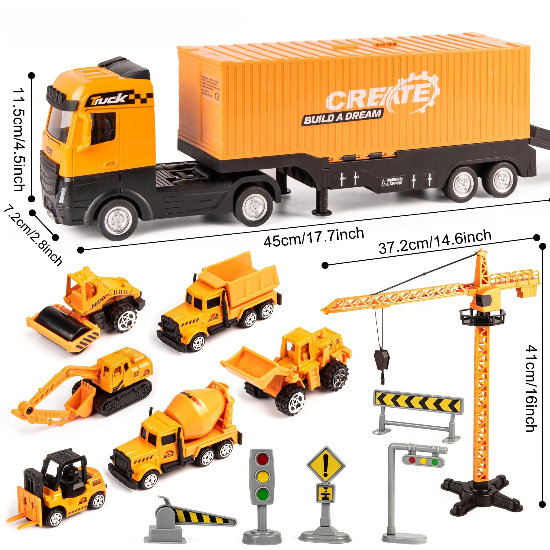 Construction Vehicles Toy, STEM Learning & Imaginative Play, Skill-Building, Safe for Ages 3+