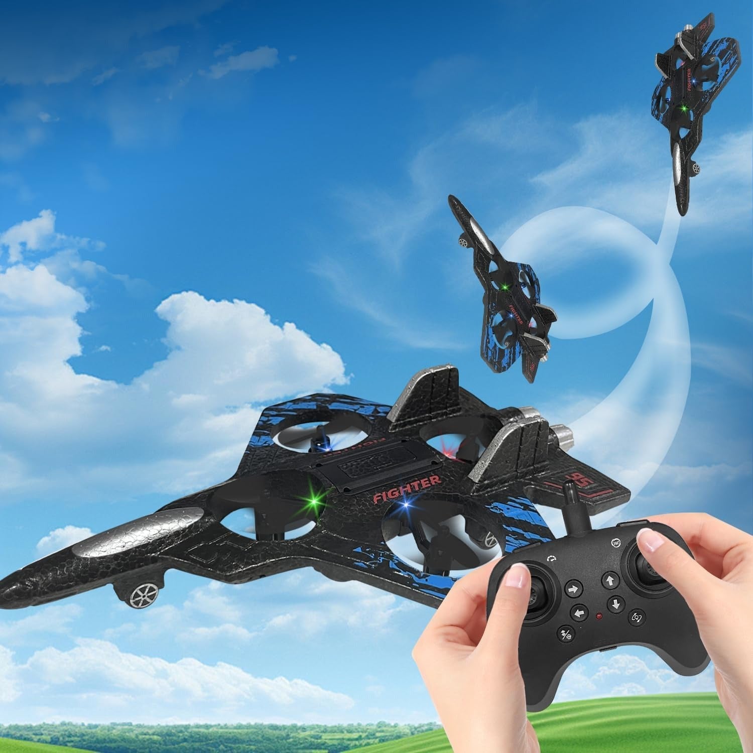 Control Fighter Electric With Stunt & Hovering, Multi-Color LED, Windproof, USB Rechargeable for Ages 14+