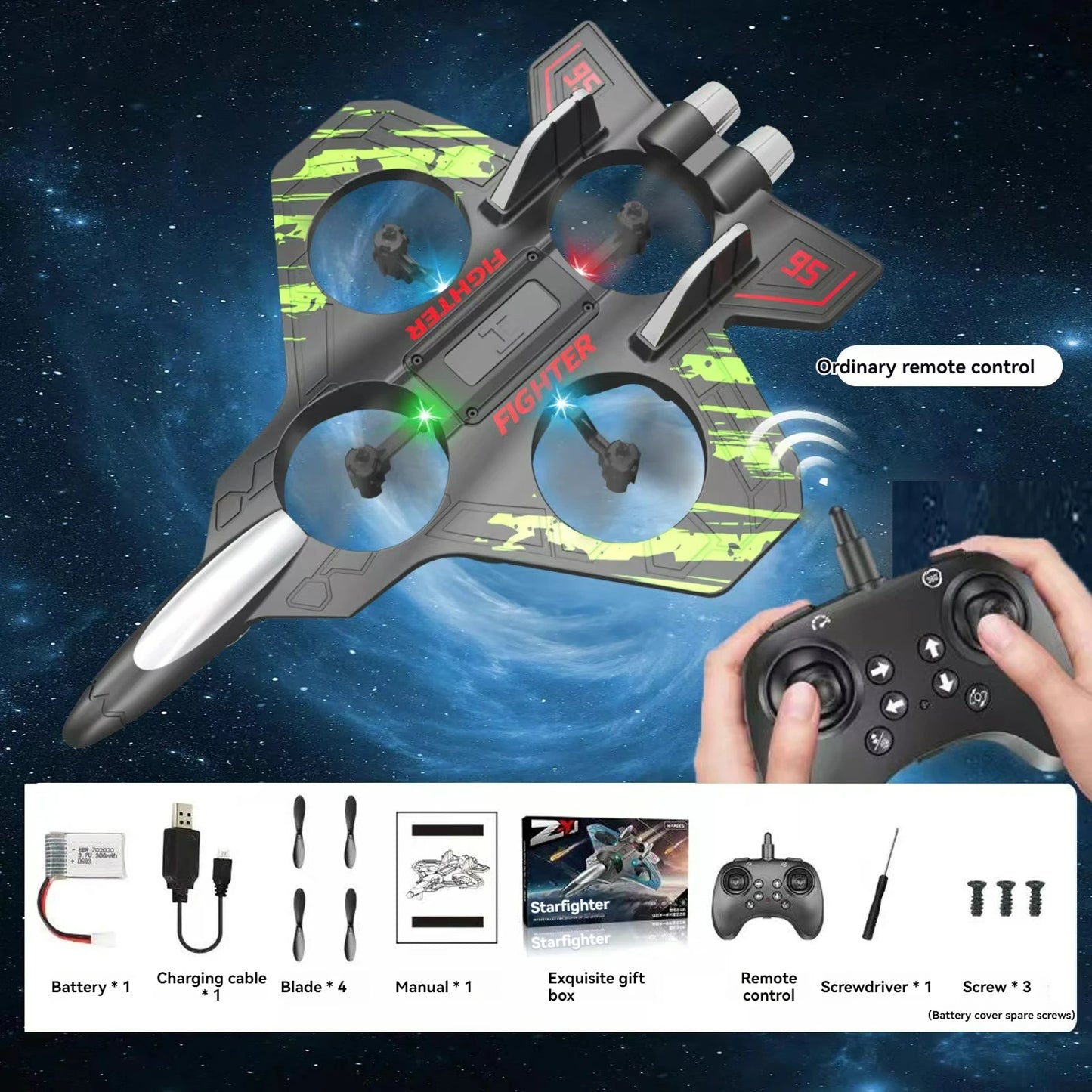 Control Fighter Electric With Stunt & Hovering, Multi-Color LED, Windproof, USB Rechargeable for Ages 14+