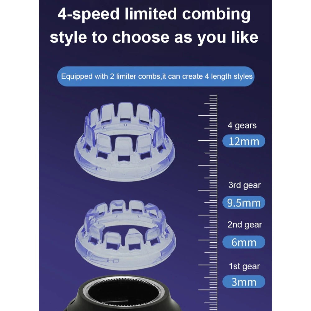 Cordless Hair Clipper with LED Display – 4-Length Settings (3-6-9.5-12mm), USB Fast Charging, Stainless Steel Blade