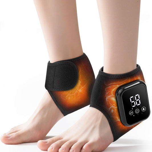 Cordless Heated Foot & Ankle Massager 2 Piece – 3 Heat Levels 3 Vibration Modes Infrared Hot Compress