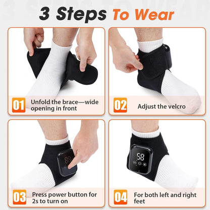 Cordless Heated Foot & Ankle Massager 2 Piece – 3 Heat Levels 3 Vibration Modes Infrared Hot Compress
