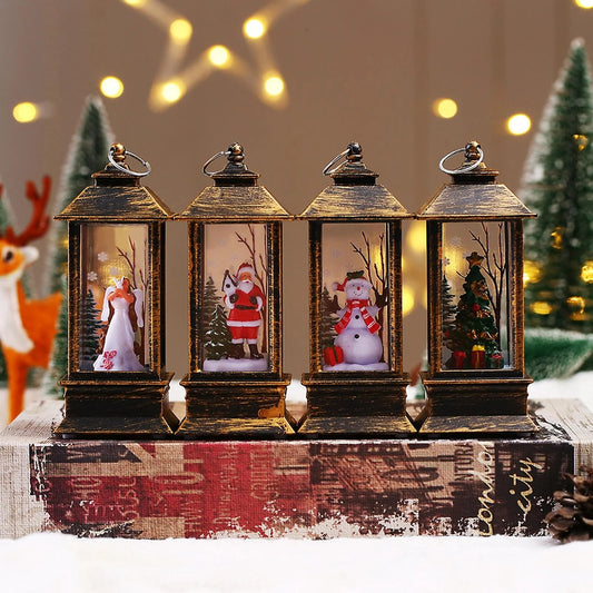 Cordless Retro Santa Claus LED Lantern with Snowfall Effect, Compact design, 3D Model