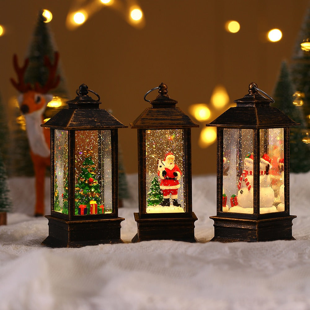 Cordless Retro Santa Claus LED Lantern with Snowfall Effect, Compact design, 3D Model