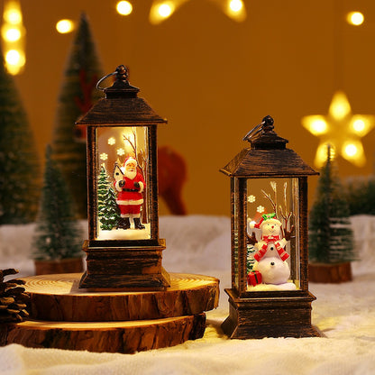 Cordless Retro Santa Claus LED Lantern with Snowfall Effect, Compact design, 3D Model