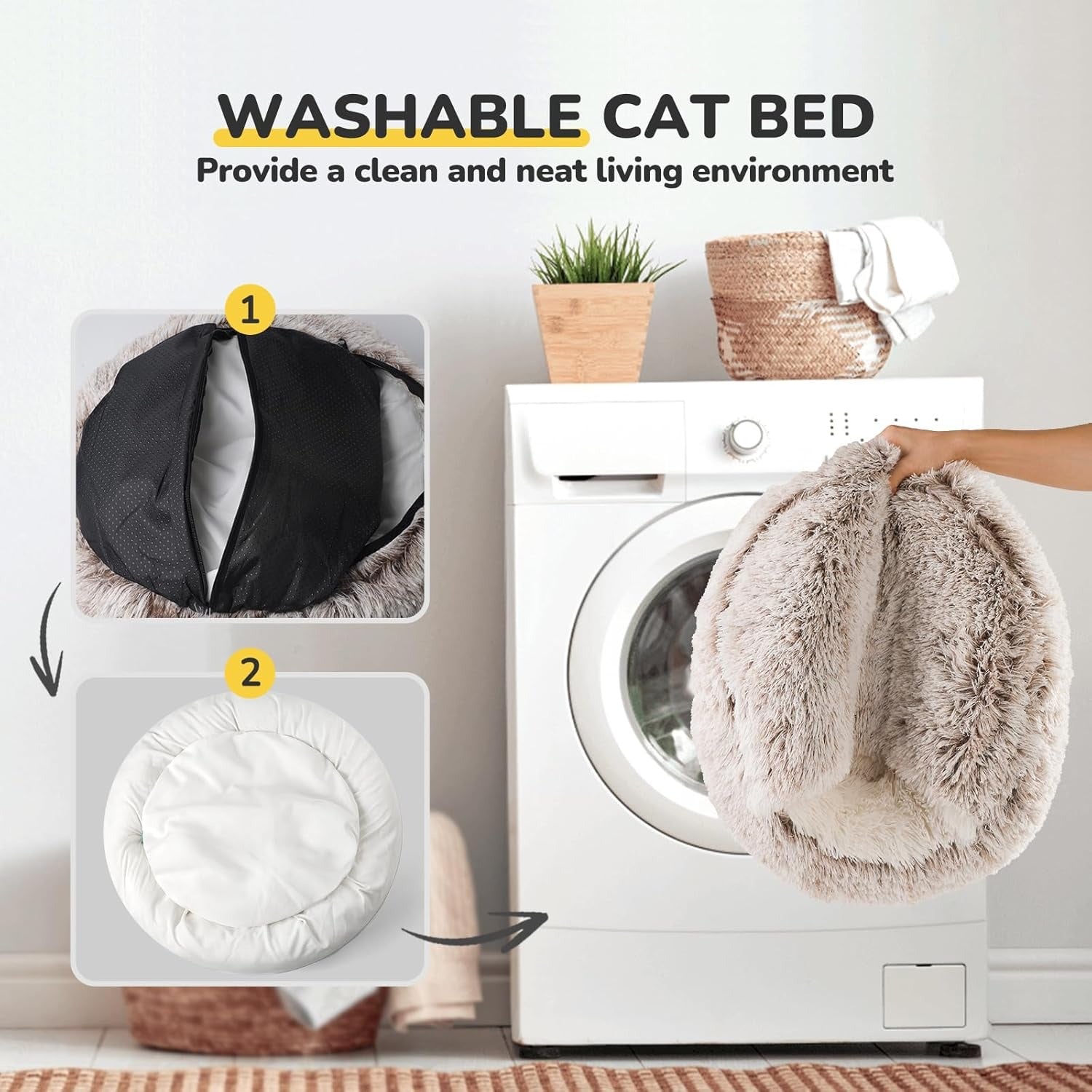 Cozy Bed for Dogs and Cats with Plush Soft Material, Self-Warming Insulation