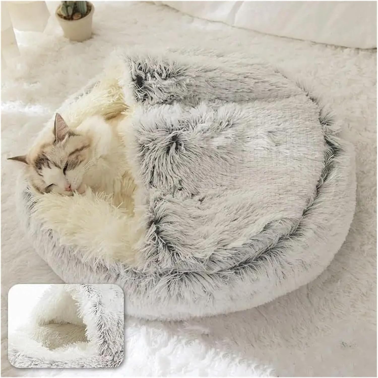 Cozy Bed for Dogs and Cats with Plush Soft Material, Self-Warming Insulation