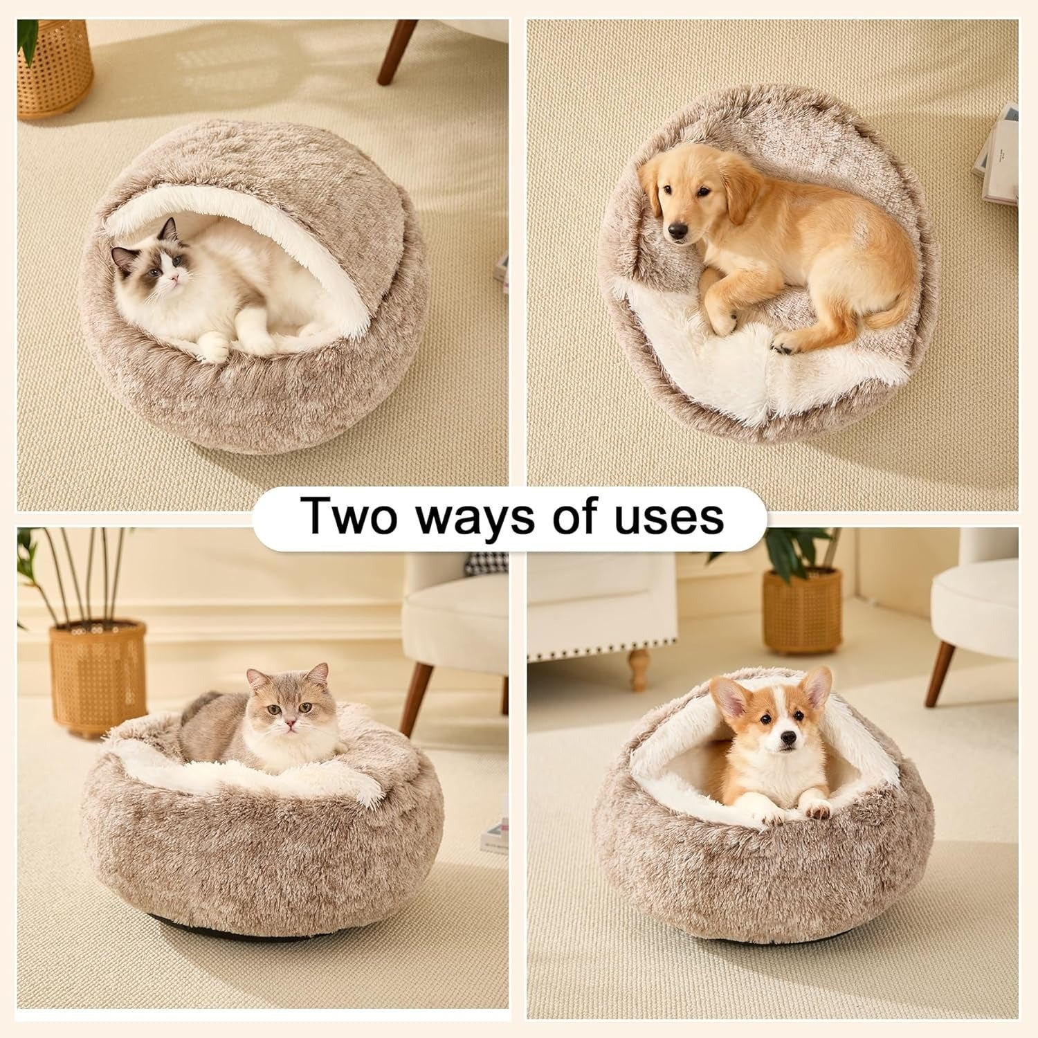 Cozy Bed for Dogs and Cats with Plush Soft Material, Self-Warming Insulation