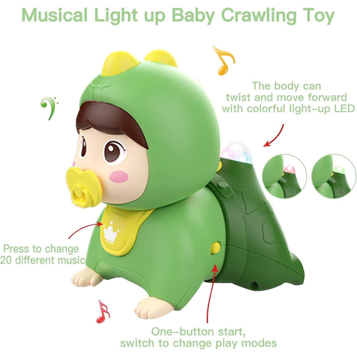 Crawling Baby Doll Toy with Music Light Interactive Educational Walking Dancing Sensory Toys Tummy Time Educational Toy For Toddlers