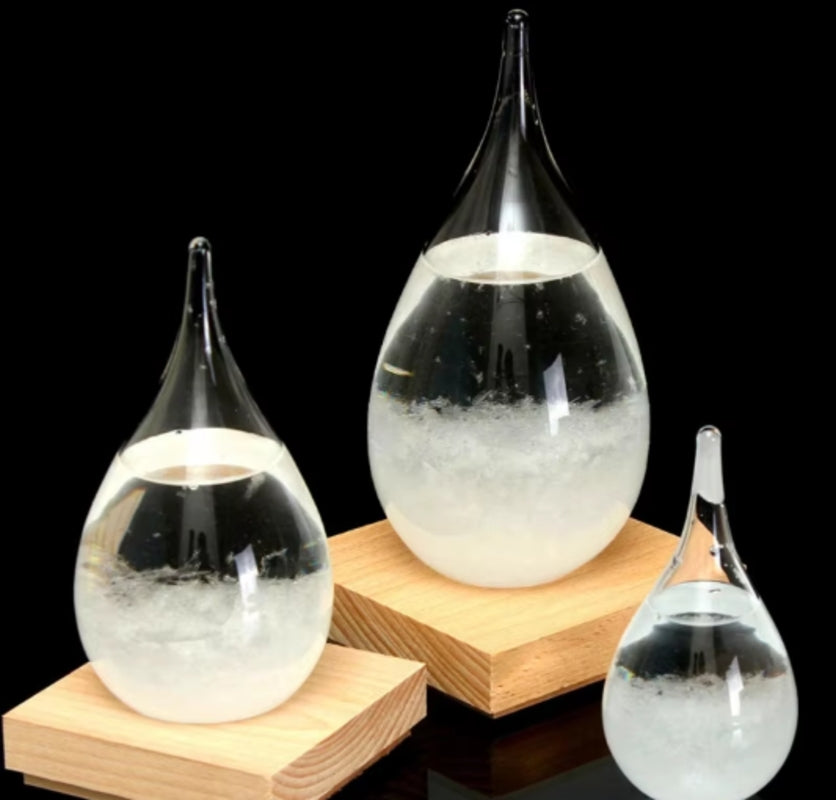 Creative Weather Forecast Crystal Glass with Wooden Base