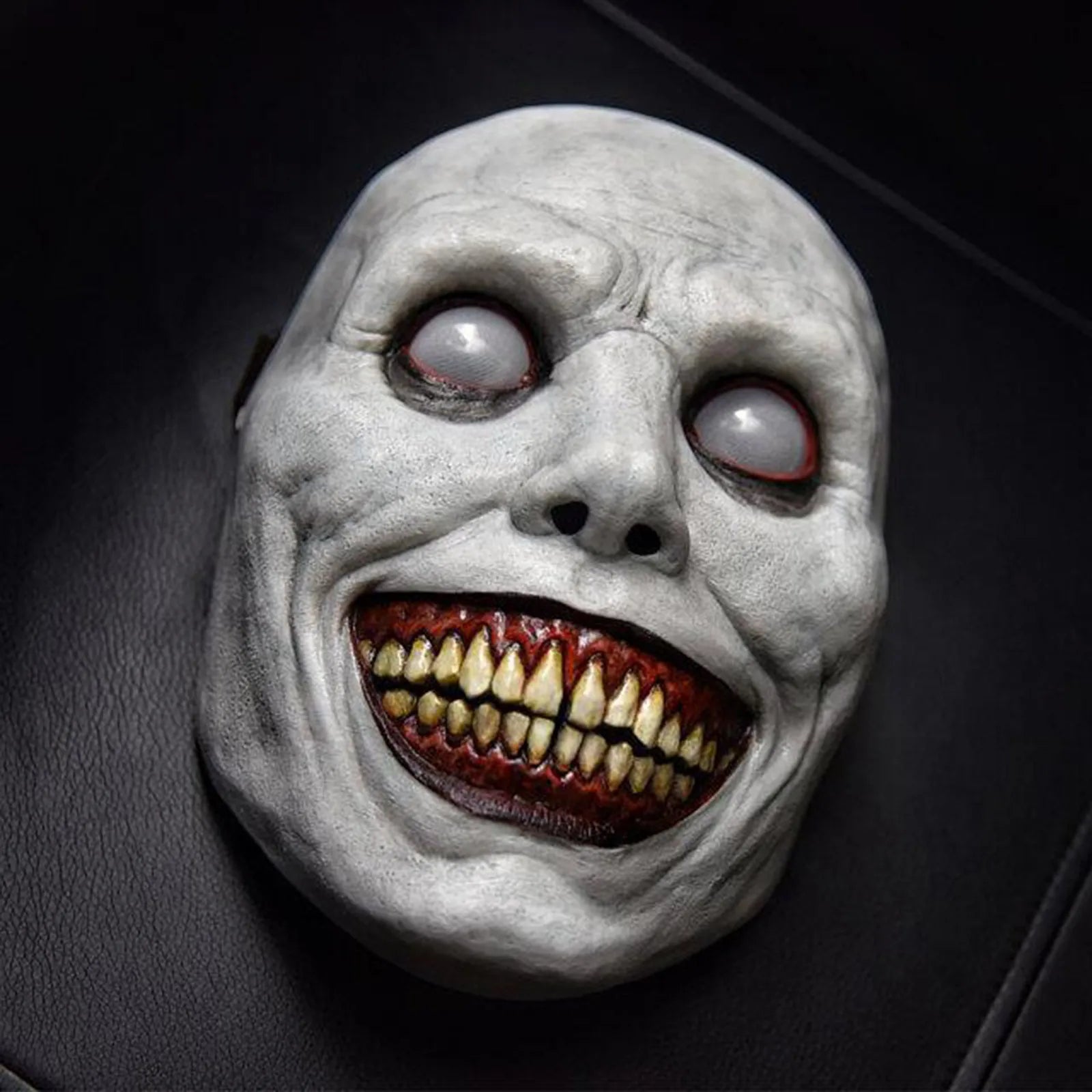 Creepy White-Eyed Demon Mask for Halloween, Safe Non-Toxic Material, Fits Most Adults
