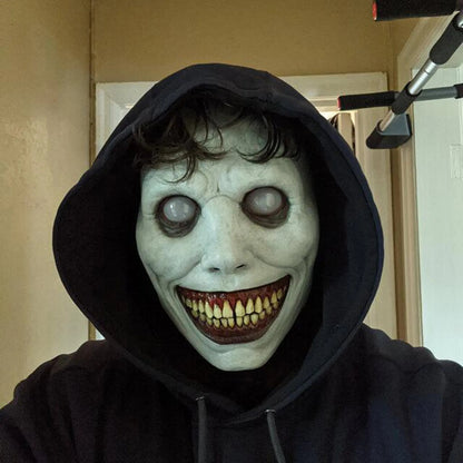 Creepy White-Eyed Demon Mask for Halloween, Safe Non-Toxic Material, Fits Most Adults