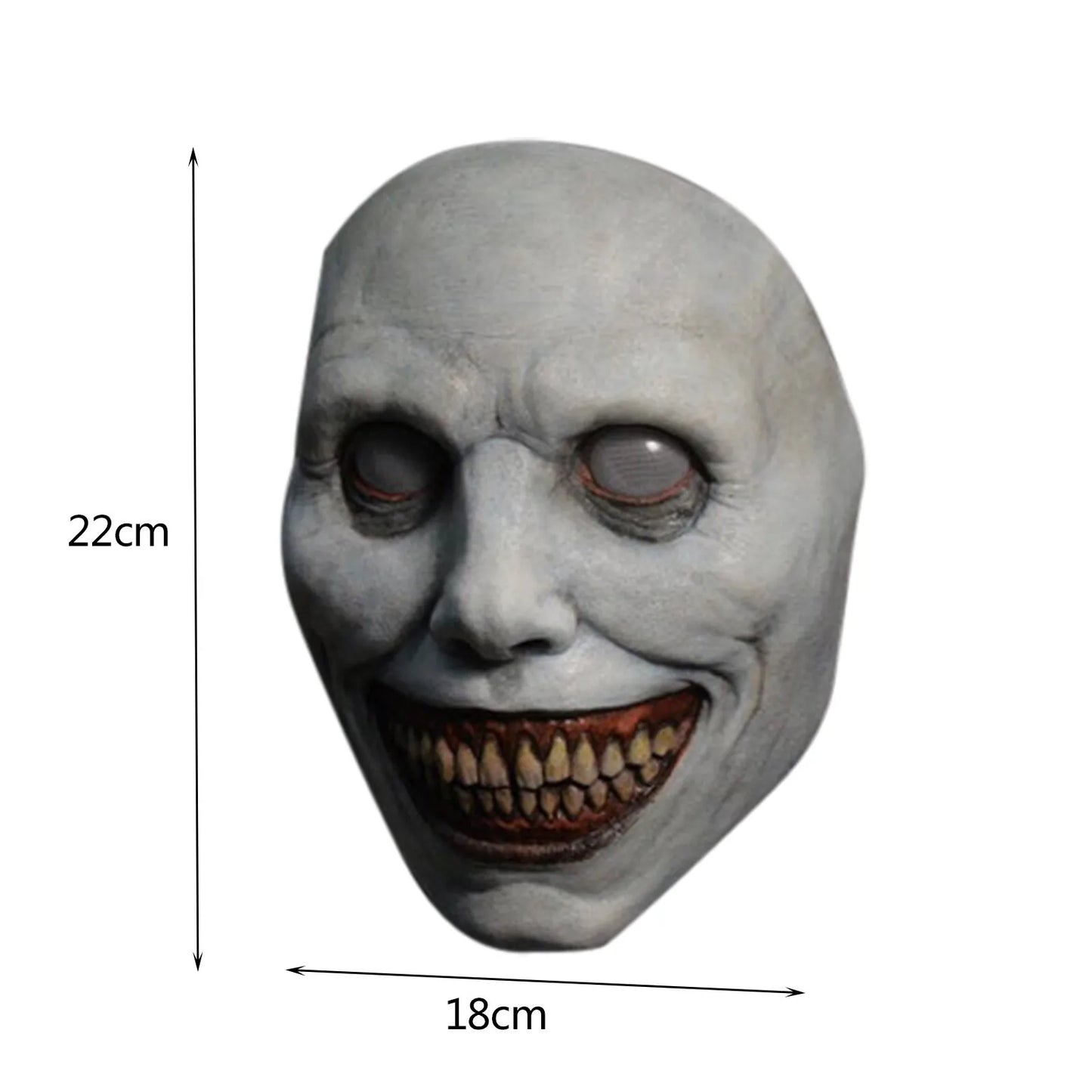 Creepy White-Eyed Demon Mask for Halloween, Safe Non-Toxic Material, Fits Most Adults