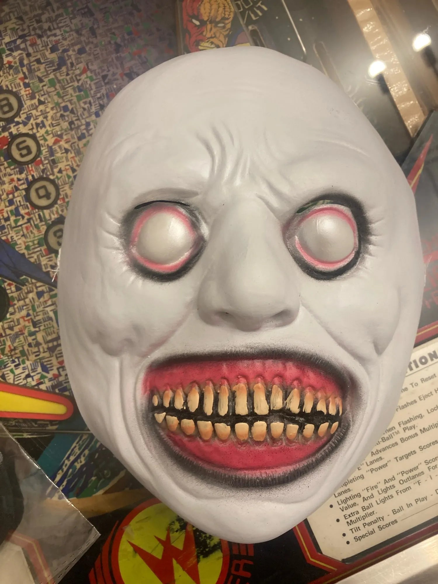 Creepy White-Eyed Demon Mask for Halloween, Safe Non-Toxic Material, Fits Most Adults