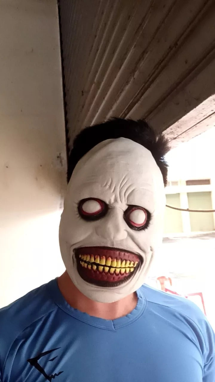 Creepy White-Eyed Demon Mask for Halloween, Safe Non-Toxic Material, Fits Most Adults