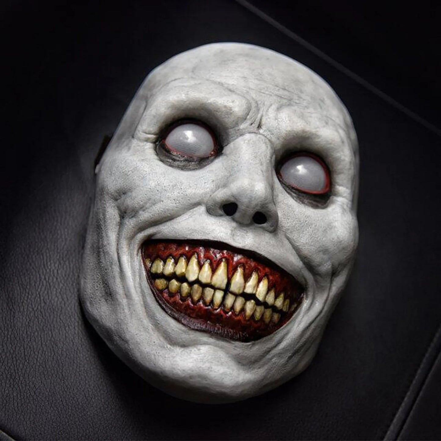 Creepy White-Eyed Demon Mask for Halloween, Safe Non-Toxic Material, Fits Most Adults