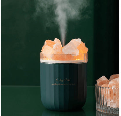 Crystal Aromatherapy Humidifier with Colorful Salt Stone Lamp