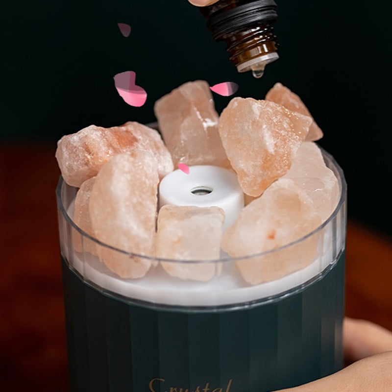 Crystal Aromatherapy Humidifier with Colorful Salt Stone Lamp
