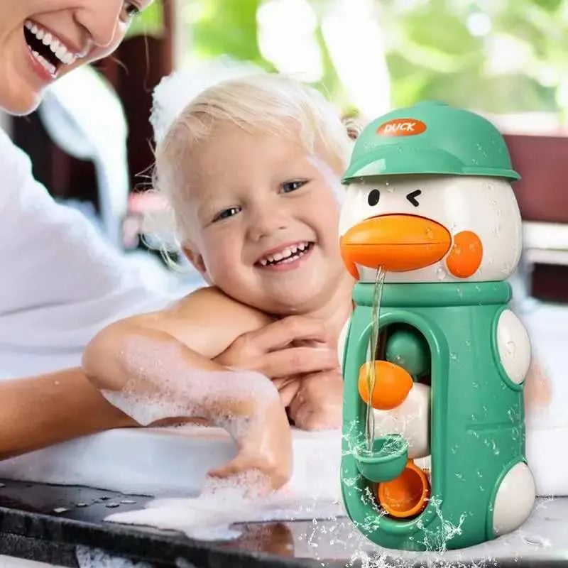 Cute Elephant & Duck Bath Toy, Safe for Kids with Spinning Waterwheel, Easy Suction Cup Setup