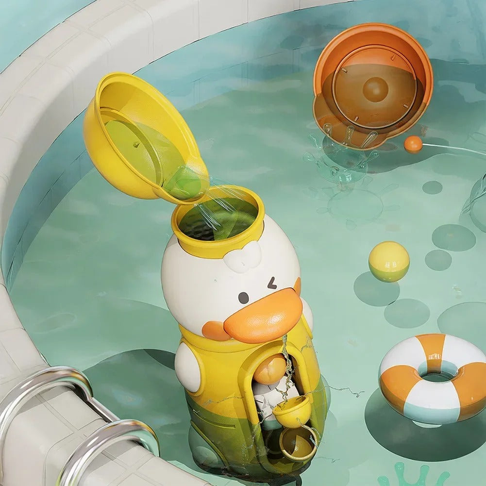 Cute Elephant & Duck Bath Toy, Safe for Kids with Spinning Waterwheel, Easy Suction Cup Setup