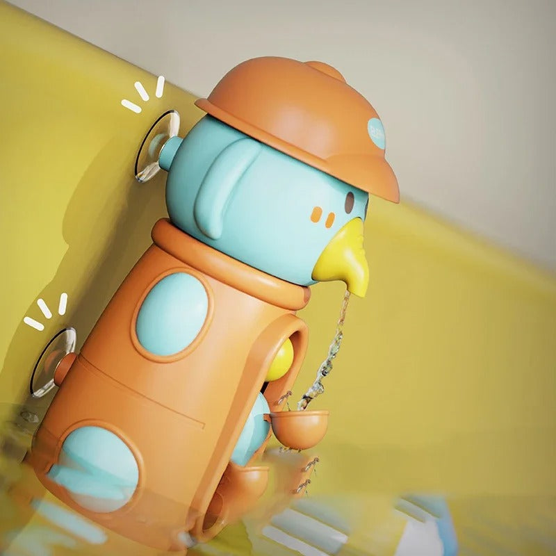 Cute Elephant & Duck Bath Toy, Safe for Kids with Spinning Waterwheel, Easy Suction Cup Setup