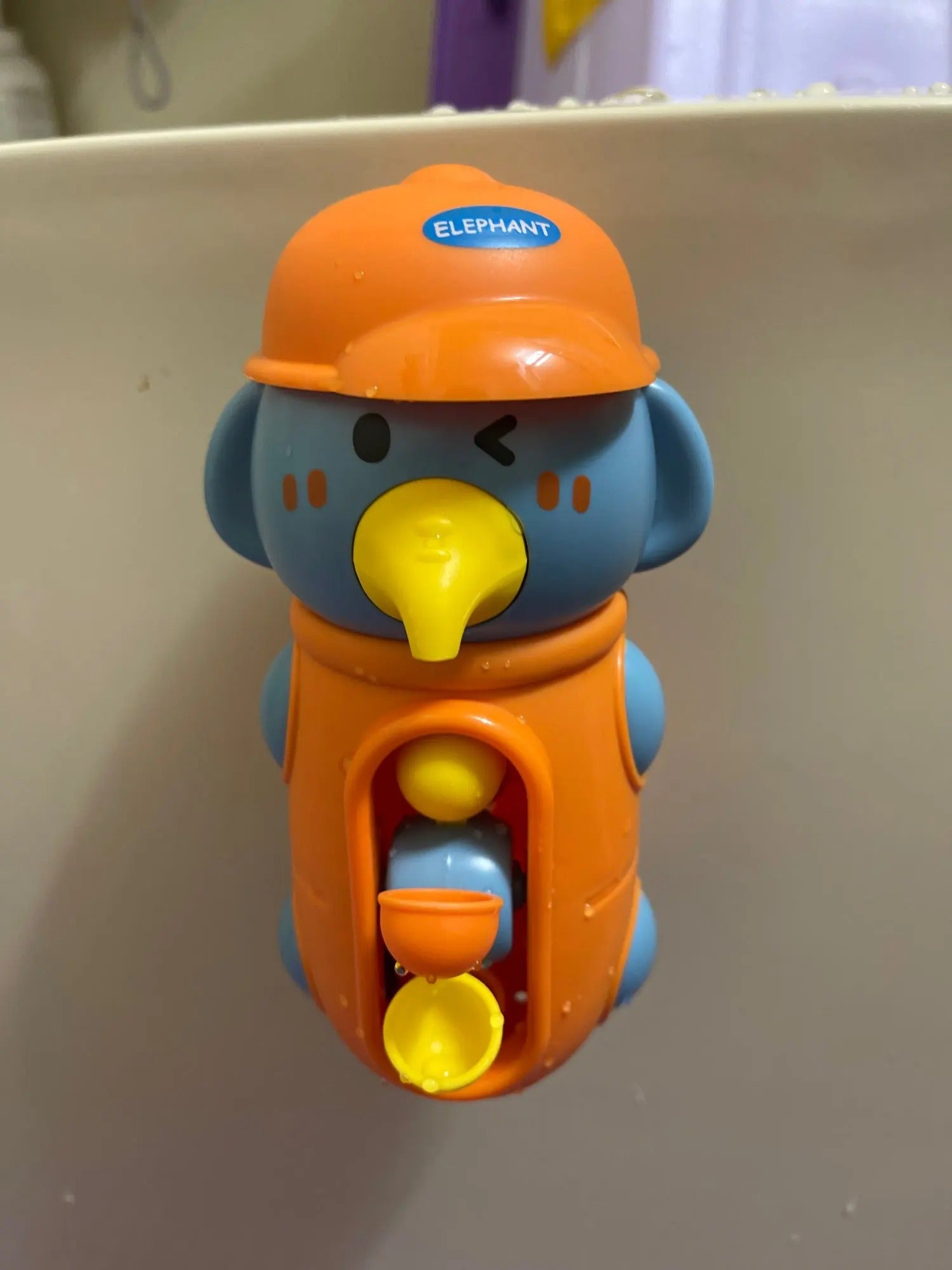 Cute Elephant & Duck Bath Toy, Safe for Kids with Spinning Waterwheel, Easy Suction Cup Setup