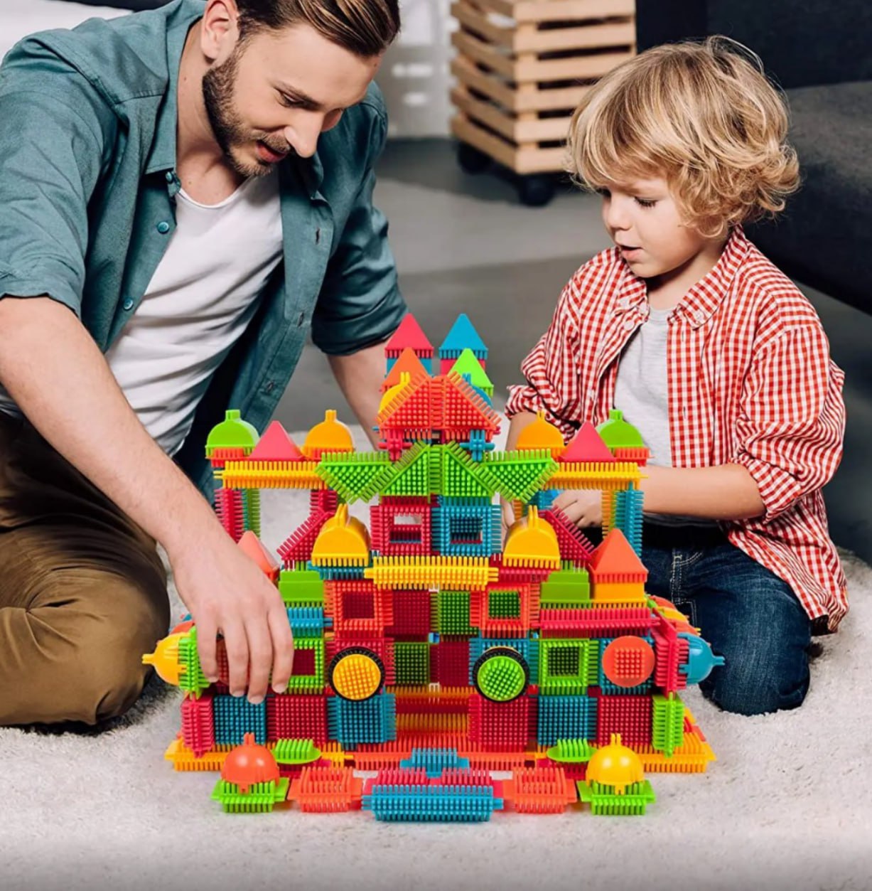 DIY Bristle Building Blocks with Creative STEM Construction Set for Kids, Easy to Build, Safe for Ages 3+