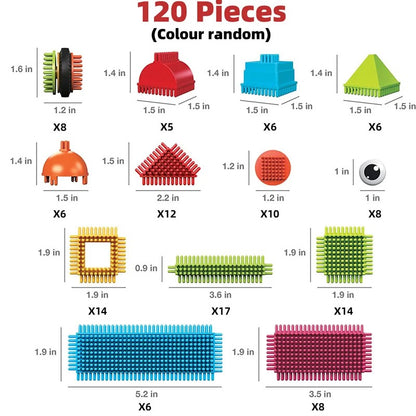DIY Bristle Building Blocks with Creative STEM Construction Set for Kids, Easy to Build, Safe for Ages 3+