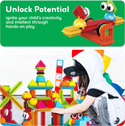 DIY Bristle Building Blocks with Creative STEM Construction Set for Kids, Easy to Build, Safe for Ages 3+