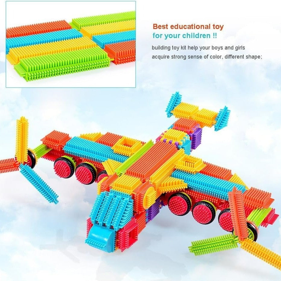 DIY Bristle Building Blocks with Creative STEM Construction Set for Kids, Easy to Build, Safe for Ages 3+