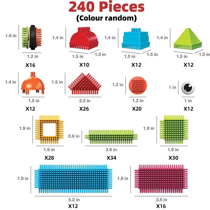 DIY Bristle Building Blocks with Creative STEM Construction Set for Kids, Easy to Build, Safe for Ages 3+