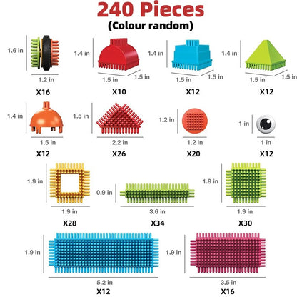 DIY Bristle Building Blocks with Creative STEM Construction Set for Kids, Easy to Build, Safe for Ages 3+