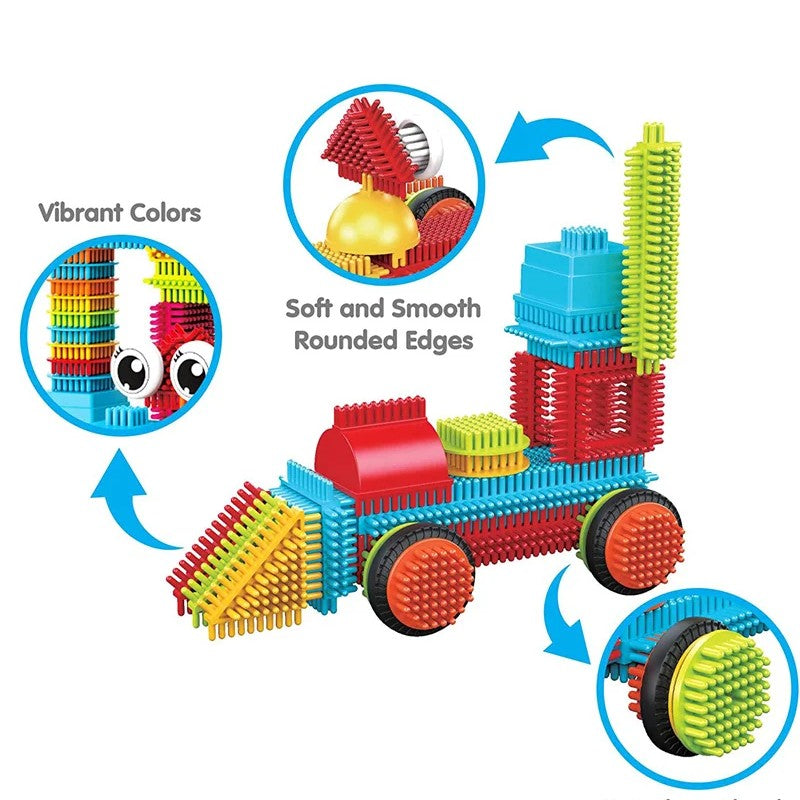 DIY Bristle Building Blocks with Creative STEM Construction Set for Kids, Easy to Build, Safe for Ages 3+