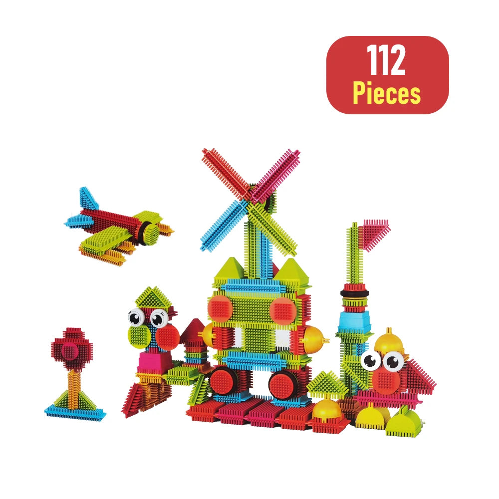 DIY Bristle Building Blocks with Creative STEM Construction Set for Kids, Easy to Build, Safe for Ages 3+