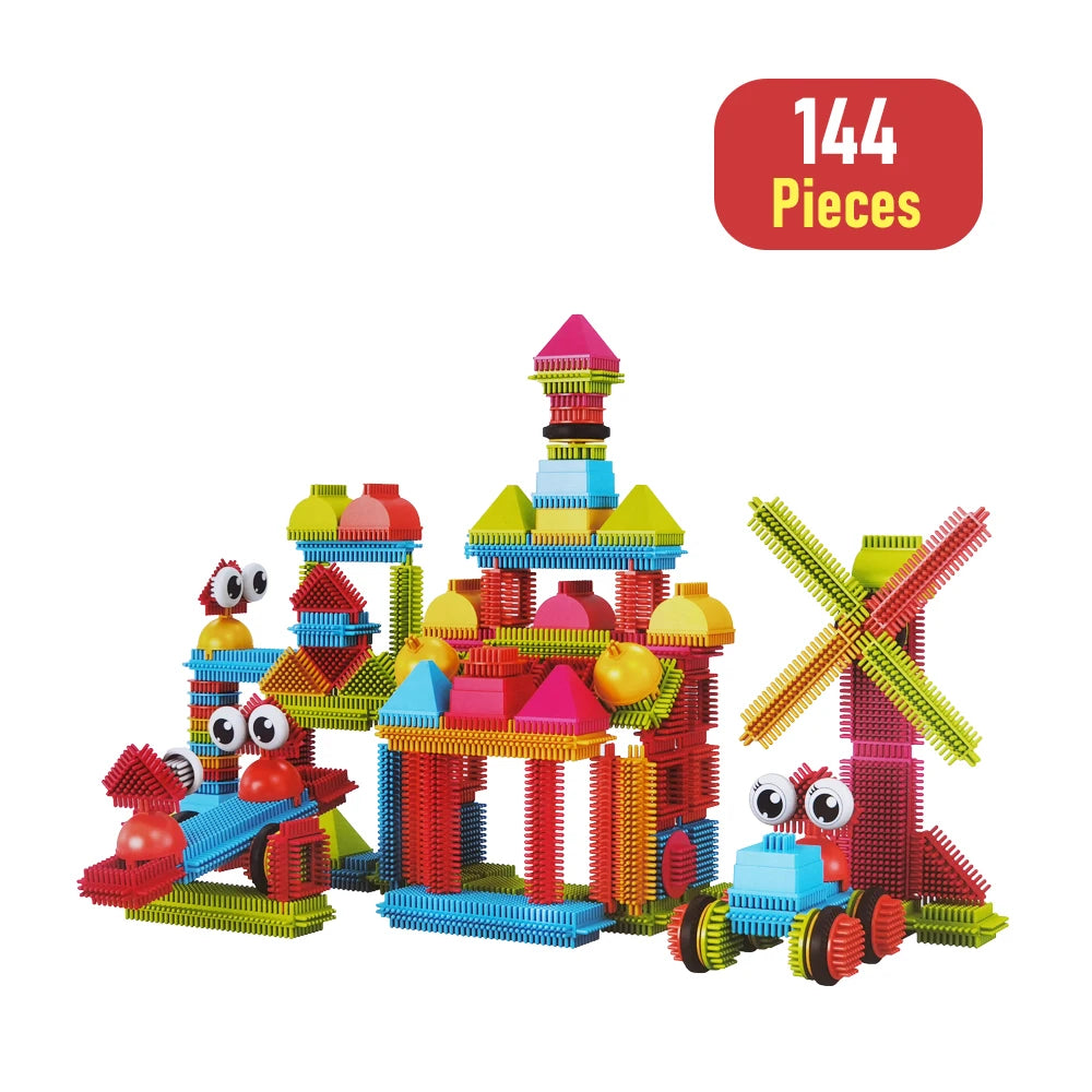 DIY Bristle Building Blocks with Creative STEM Construction Set for Kids, Easy to Build, Safe for Ages 3+