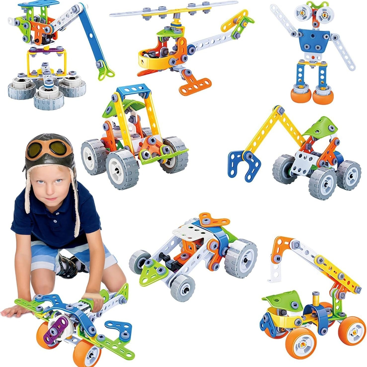 DIY Construction Building Blocks Toy Set with Hands-On Logical Thinking and Creative Engineering Learning Kit, Safe for Ages 3+