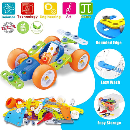 DIY Construction Building Blocks Toy Set with Hands-On Logical Thinking and Creative Engineering Learning Kit, Safe for Ages 3+