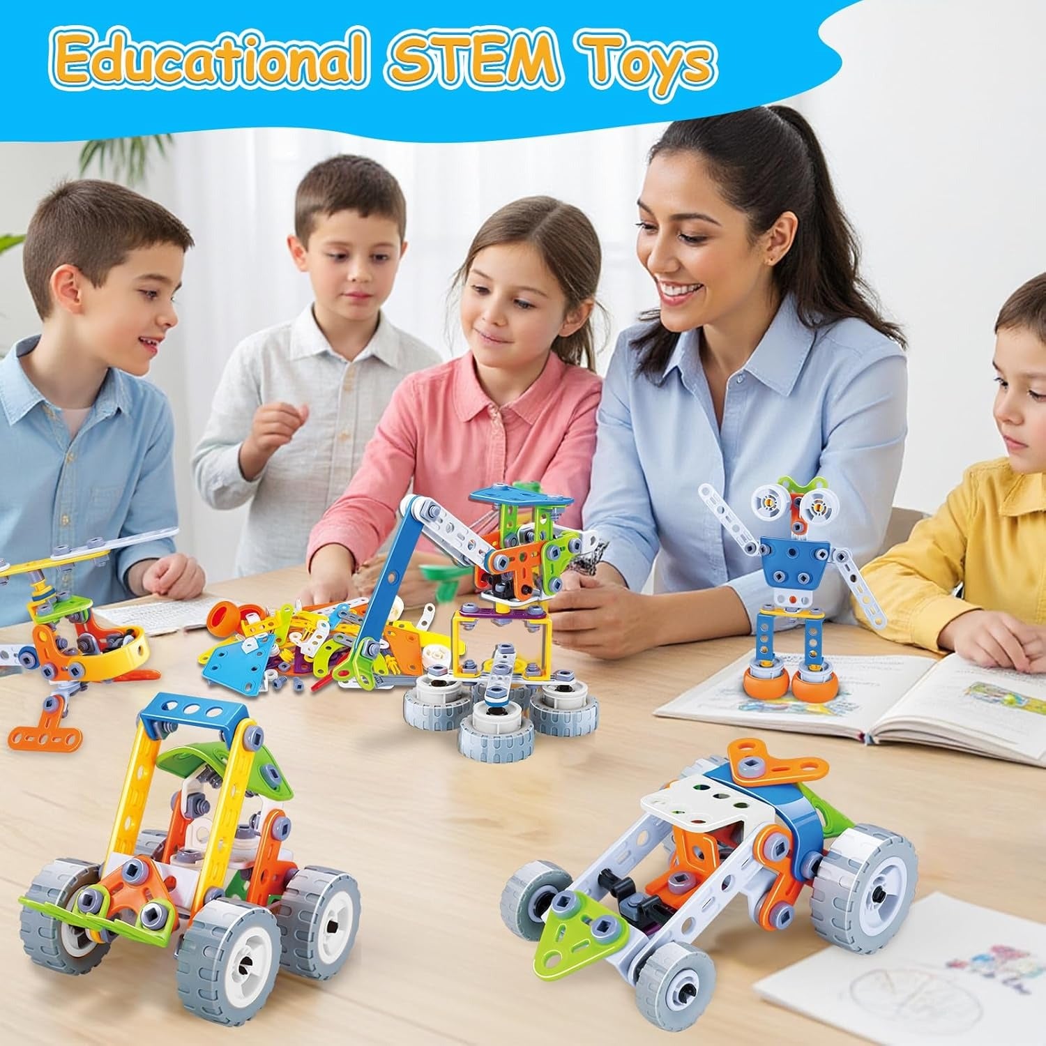 DIY Construction Building Blocks Toy Set with Hands-On Logical Thinking and Creative Engineering Learning Kit, Safe for Ages 3+