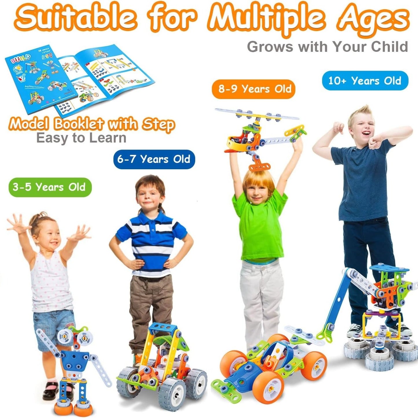 DIY Construction Building Blocks Toy Set with Hands-On Logical Thinking and Creative Engineering Learning Kit, Safe for Ages 3+