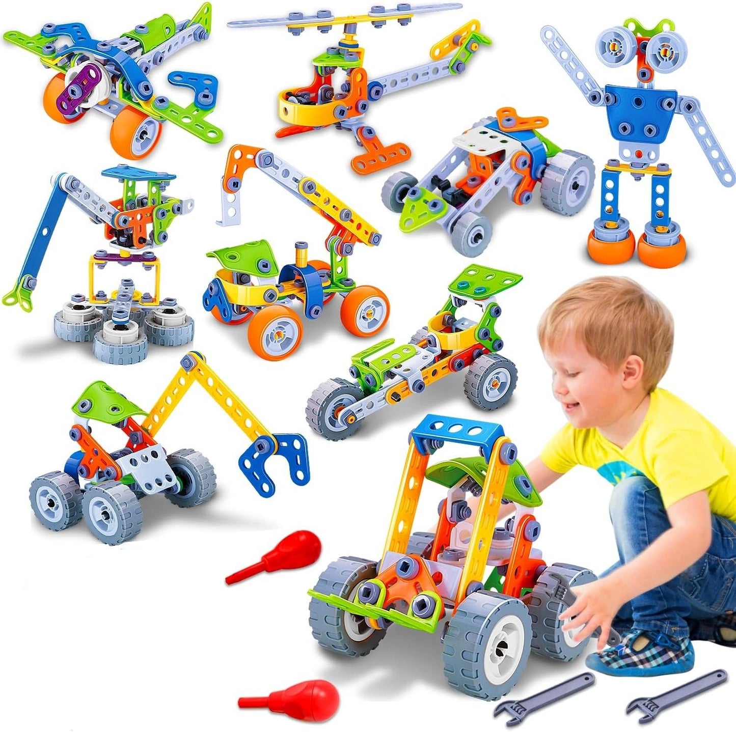 DIY Construction Building Blocks Toy Set with Hands-On Logical Thinking and Creative Engineering Learning Kit, Safe for Ages 3+