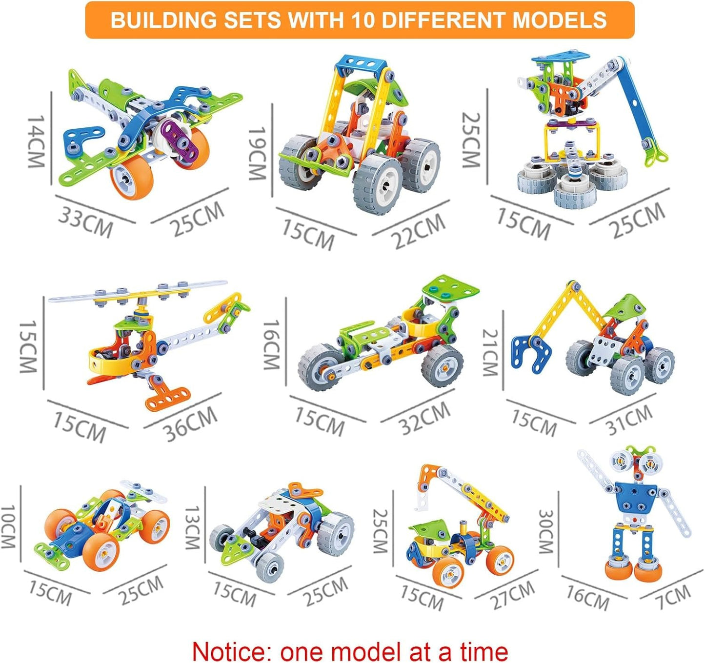 DIY Construction Building Blocks Toy Set with Hands-On Logical Thinking and Creative Engineering Learning Kit, Safe for Ages 3+
