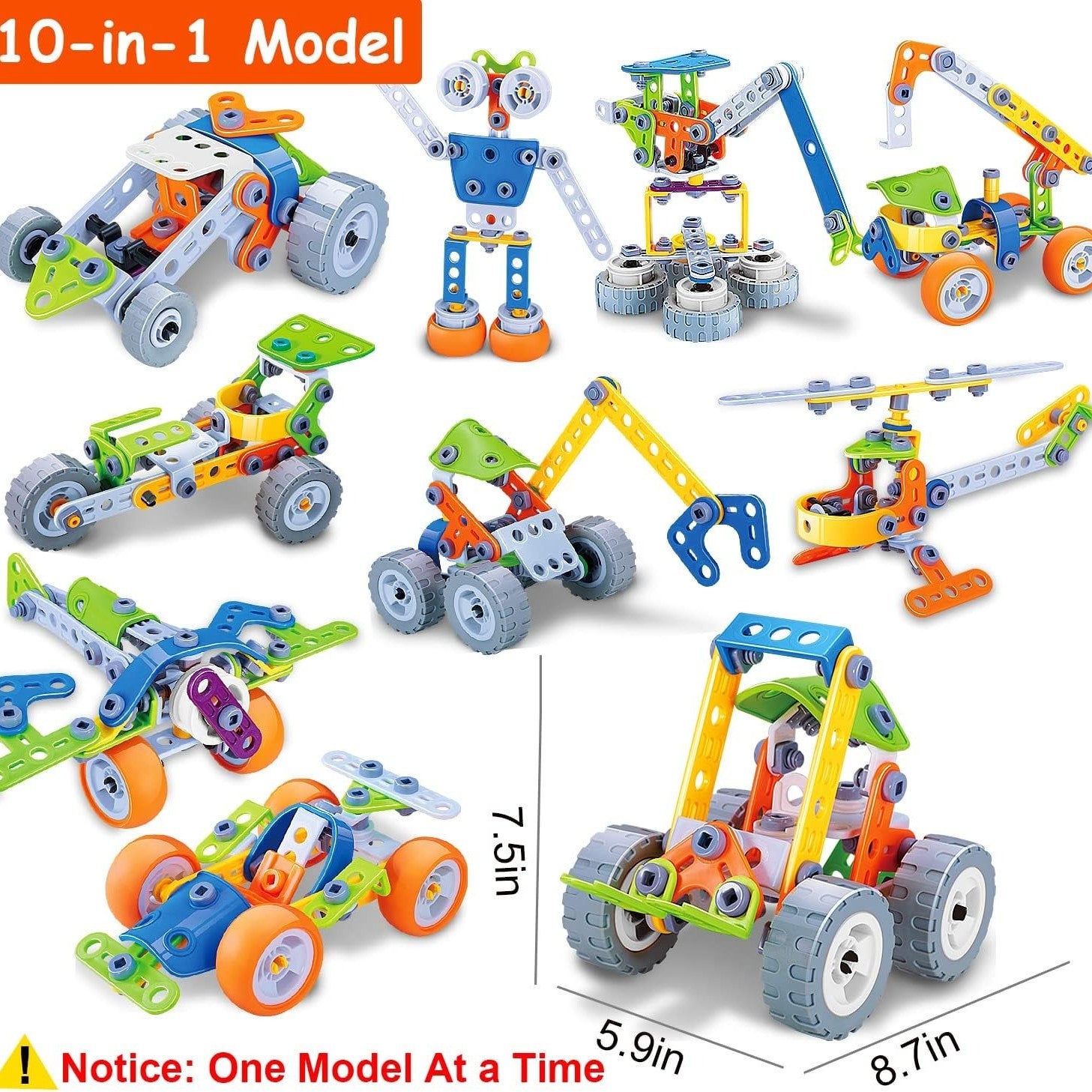 DIY Construction Building Blocks Toy Set with Hands-On Logical Thinking and Creative Engineering Learning Kit, Safe for Ages 3+