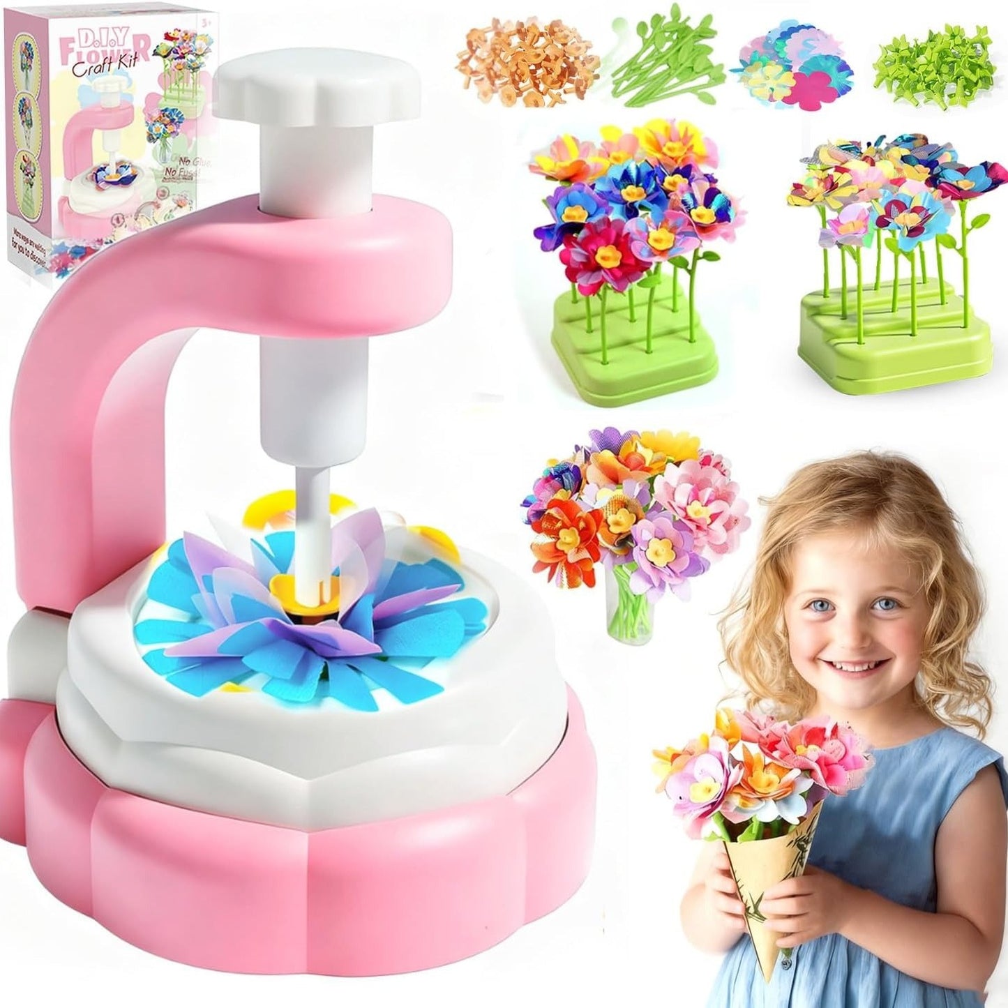 DIY Fabric Flower Bouquet Toy with Complete Craft Kit – Develops Hands-On Skills, Safe for Ages 3+