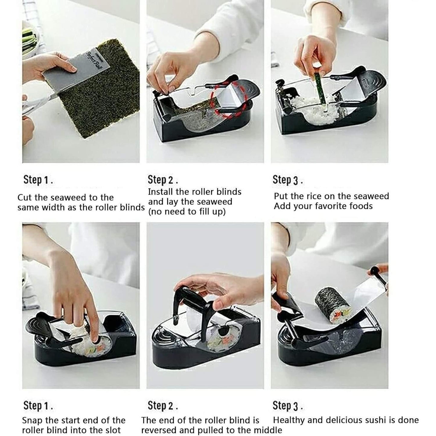 DIY Kitchen Sushi Maker Roller With Secure Hold, Tight Even Rolls, Easy to Assemble, Compact Design