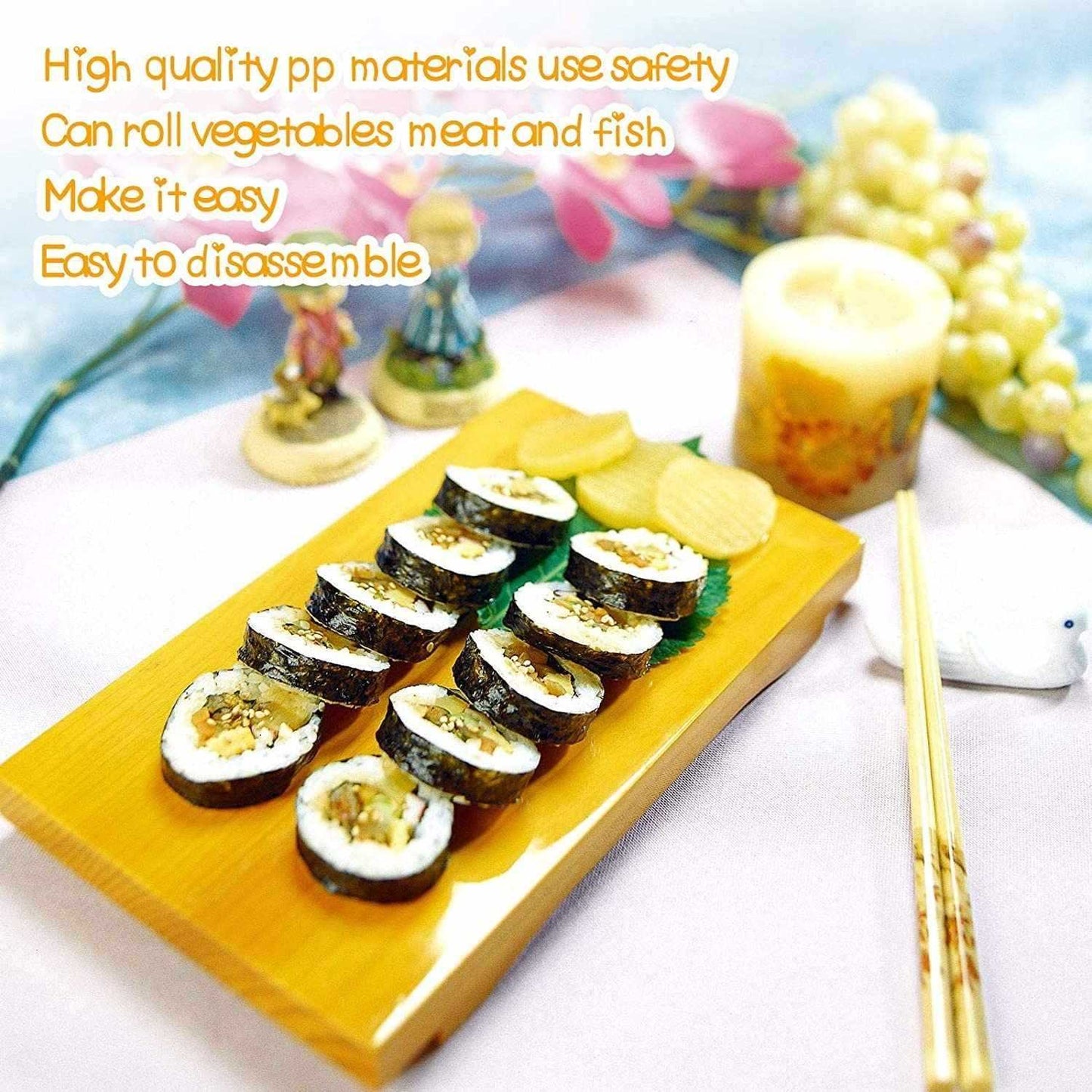 DIY Kitchen Sushi Maker Roller With Secure Hold, Tight Even Rolls, Easy to Assemble, Compact Design